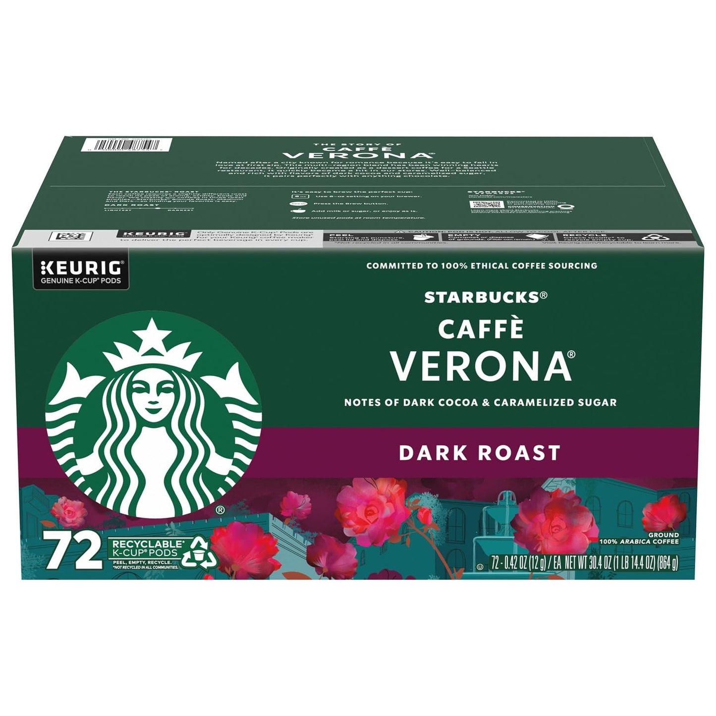 Starbucks K-Cup Coffee Pods, Dark Roast Hot or Iced Coffee, French Roast, 96 Keurig Pods