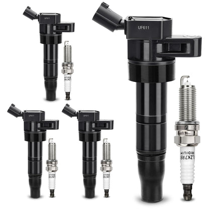 UF667 Ignition Coil & ILZFR6D11 Double Iridium Spark Plug for BMW 2.5-6.0L