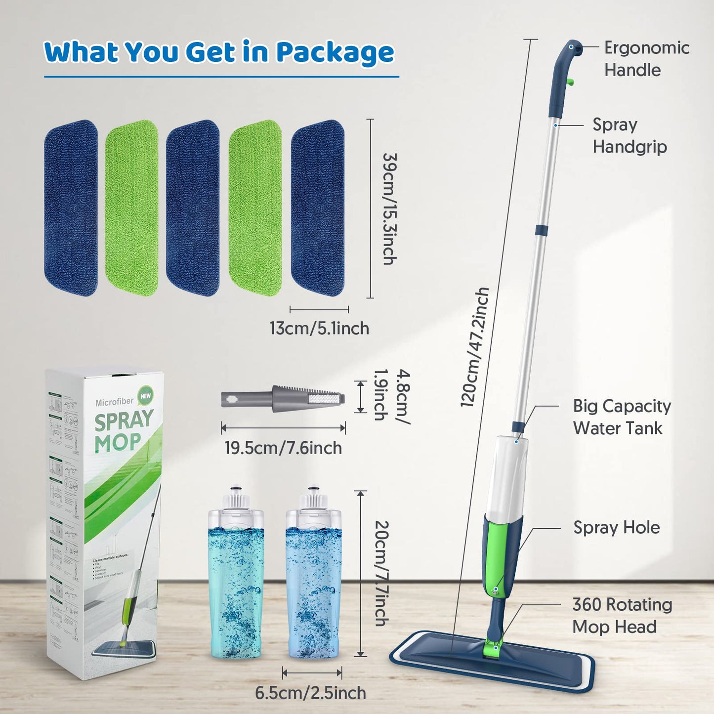 Spray Wet Mops for Floor Cleaning: Hardwood Floor Mop Refillable Dust Mop