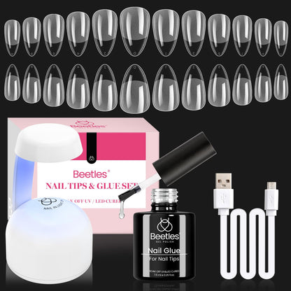 Beetles Soft Gel Nail Tips Short Almond 288pcs in 12 Sizes Etch-X