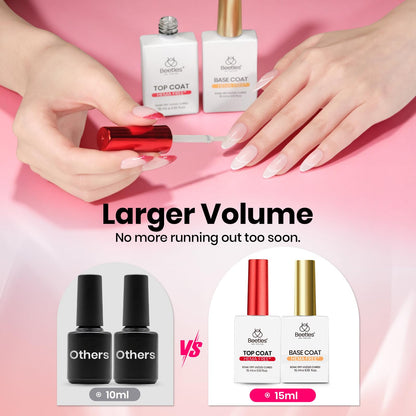 Beetles 2 Pcs 15ml No Wipe Gel Top Coat and Base Coat Set