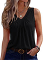 Zeagoo Womens Tank Tops Summer Sleeveless Tops V Neck Pleated Shirts