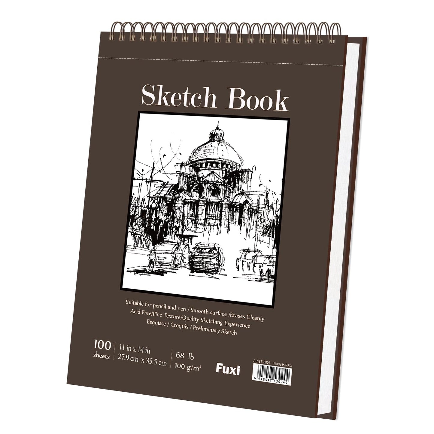 Fuxi 9" x 12" Sketch Book_Top Spiral Bound Sketchbook_100Sheets 68lb/100gsm