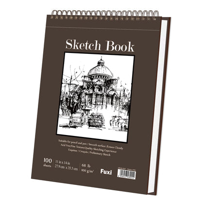 Fuxi 9" x 12" Sketch Book_Top Spiral Bound Sketchbook_100Sheets 68lb/100gsm