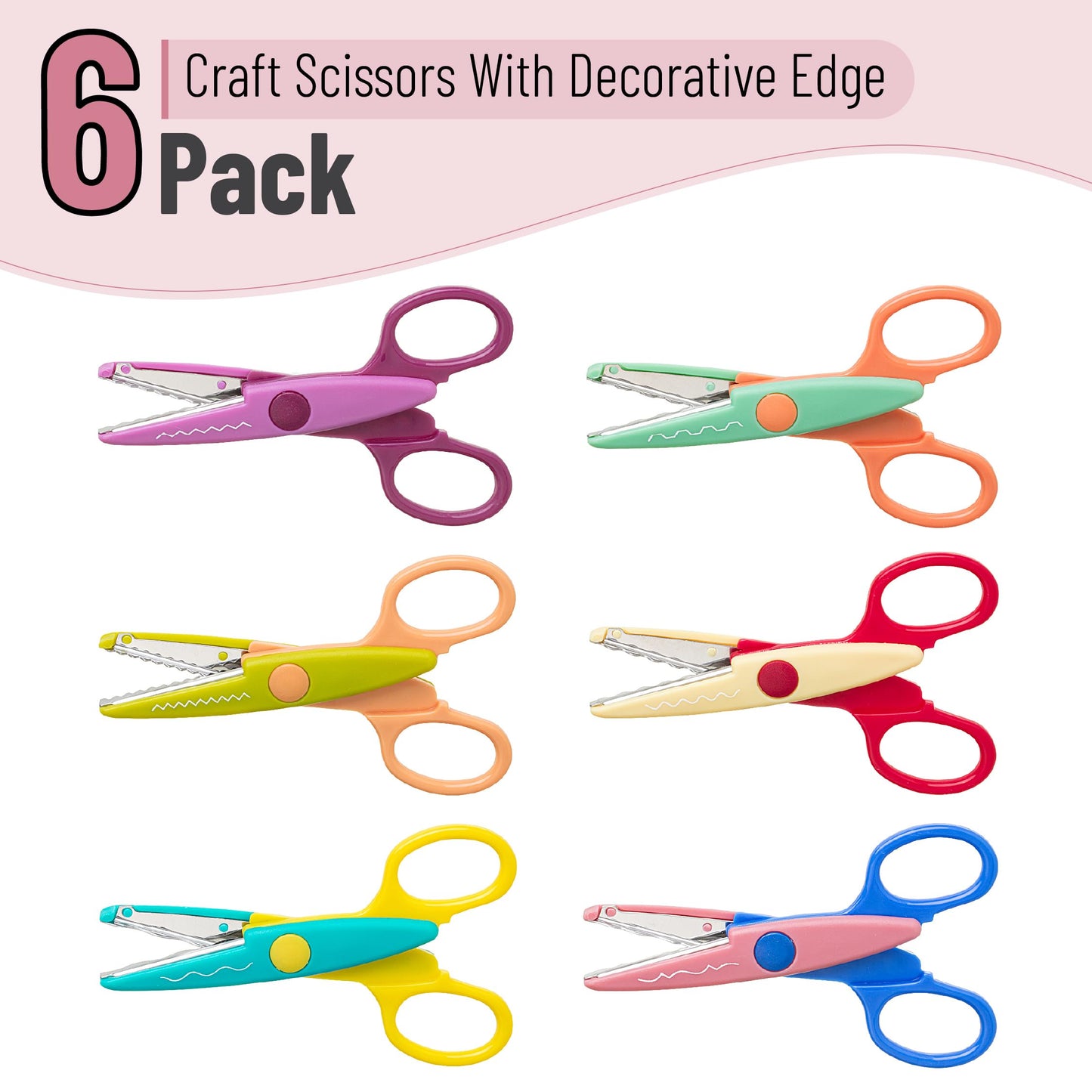 Mr. Pen- Craft Scissors Decorative Edge, 6 Pack, Bright Zig Zag Scissors
