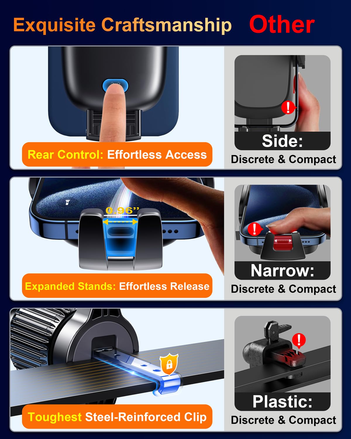 Qifutan Dash Mounted Holders Phone Holders for Your Car Phone Mount for Car Windshield Dashboard Air Vent Universal Desk Mounts Hands Free Automobile Cell Phone Holder Fit for iPhone Smartphone