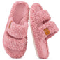 EverFoams Womens Fuzzy Open-toe Slippers Memory Foam Indoor House Shoes