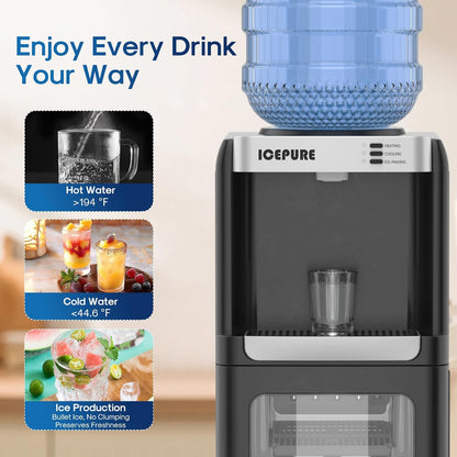 ICEPURE Water Cooler Dispenser with Built-in Ice Maker, 33lbs/24H