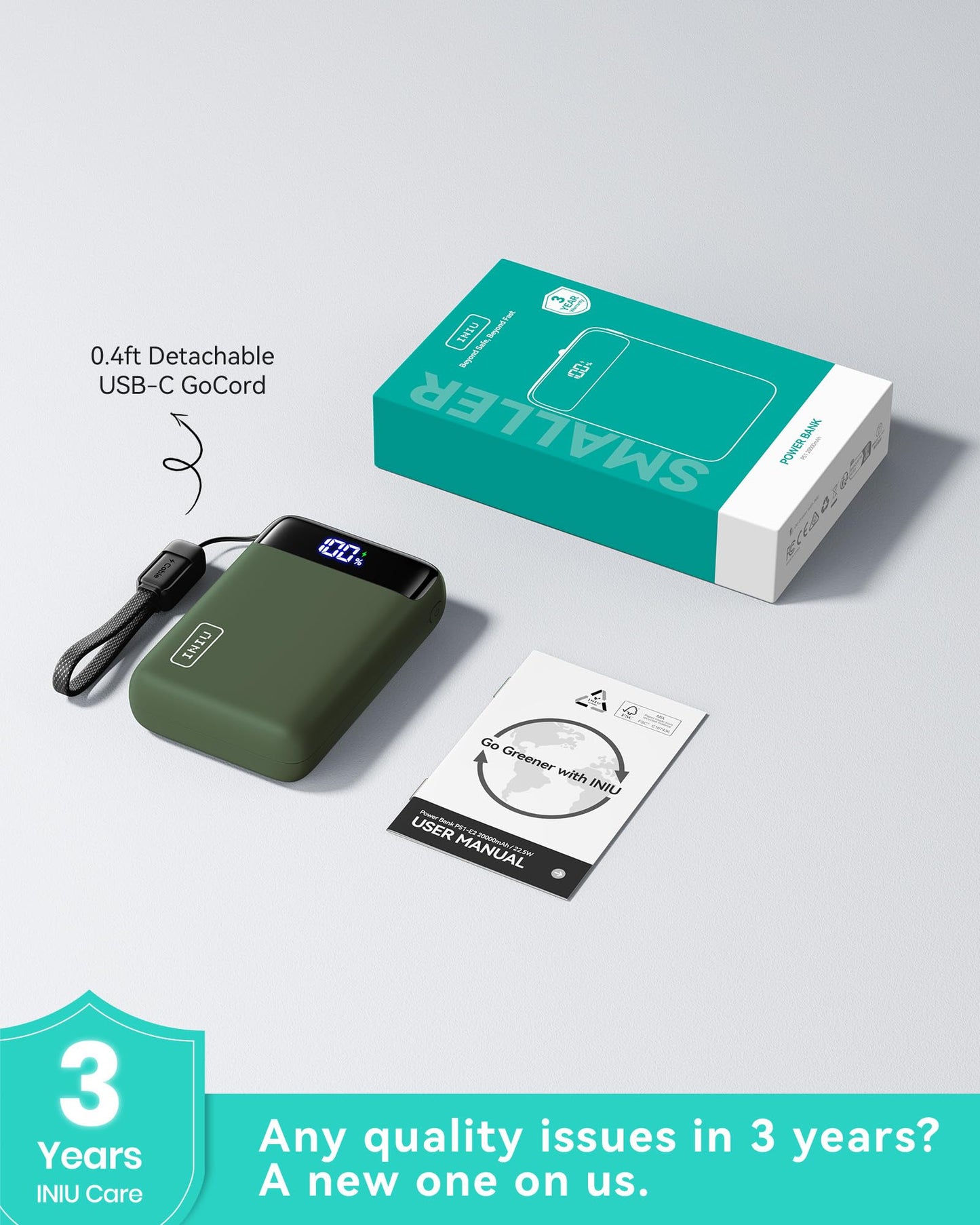 INIU Portable Charger, Smallest 20000mAh 22.5W Fast Charging Power Bank