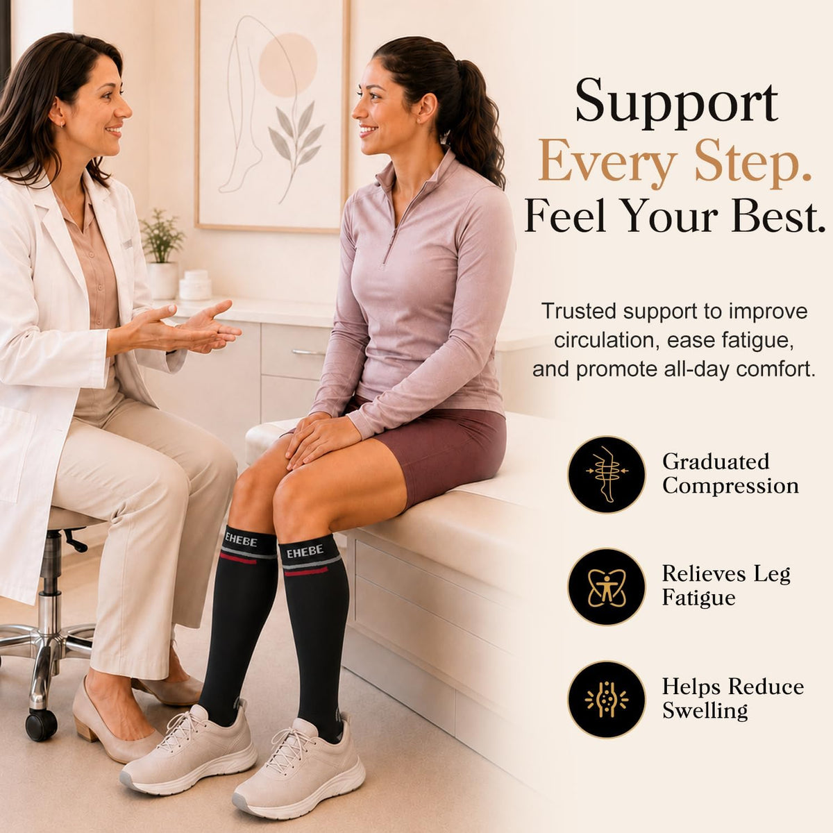 Laite Hebe 4 Pairs-Compression Socks for Women&Men Circulation-Best Support for Nurses,Running,Athletic