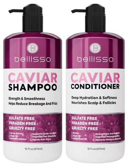 Caffeine Shampoo and Conditioner Set - Volumizing Products for Women and Men - Thickening, Volume Boosting Formula for Thinning and Fine Hair - Sulfate Free, No Parabens - Hydrating, Salon Grade