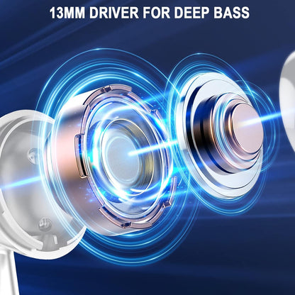 Wireless Earbuds, Bluetooth 5.4 Ear Buds, LED Power Display, 6D Bass Stereo