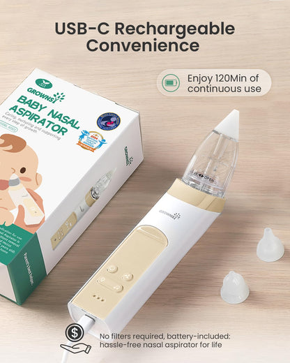GROWNSY Nasal Aspirator for Baby, Electric Nose Sucker, Powerful Suction