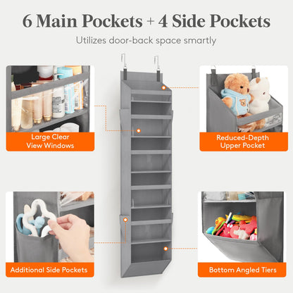 Lifewit 1 Pack Over the Door Organizer, 5 Section Hanging Storage, Beige