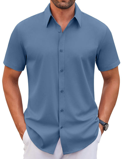COOFANDY Men's Stretch Dress Shirts Short Sleeve Wrinkle Free Casual Button Down Shirts