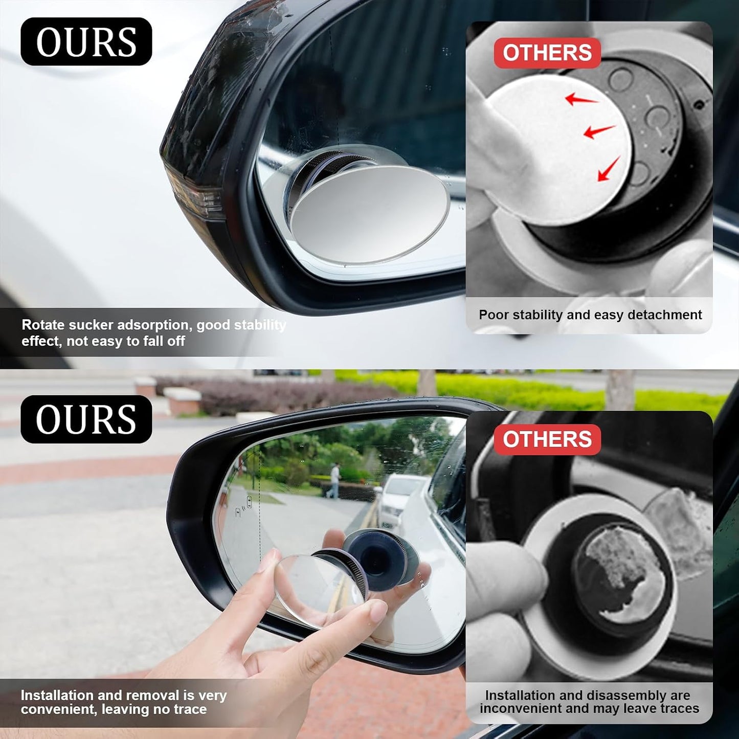 LivTee Blind Spot Car Mirror, HD Glass Frameless Convex Side Mirror Blindspot, Wide Angle Rear View Mirrors for SUVs, Trucks and RVs - Car Accessories
