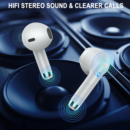 Wireless Earbuds, Bluetooth 5.4 Ear Buds, LED Power Display, 6D Bass Stereo