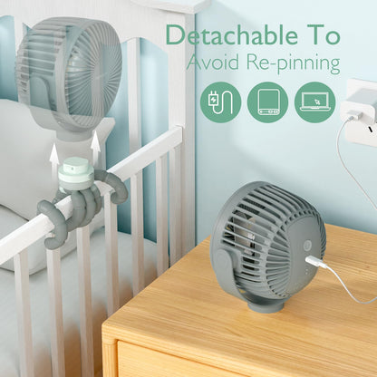 Momcozy 8000mAh Portable Stroller Fan | 27H Ultra-long Battery Life