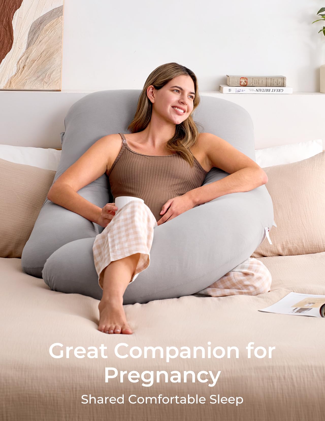 Momcozy Pregnancy Pillow for Sleeping - U Shaped Full Body Maternity Pillow