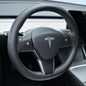 Uxcer Nappa Leather Steering Wheel Cover Compatible with Tesla Model 3/Y 2016-2025 2026 Juniper/Highland, Non-Slip Breathable Tesla Model 3/Y Steering Wheel Protector, White