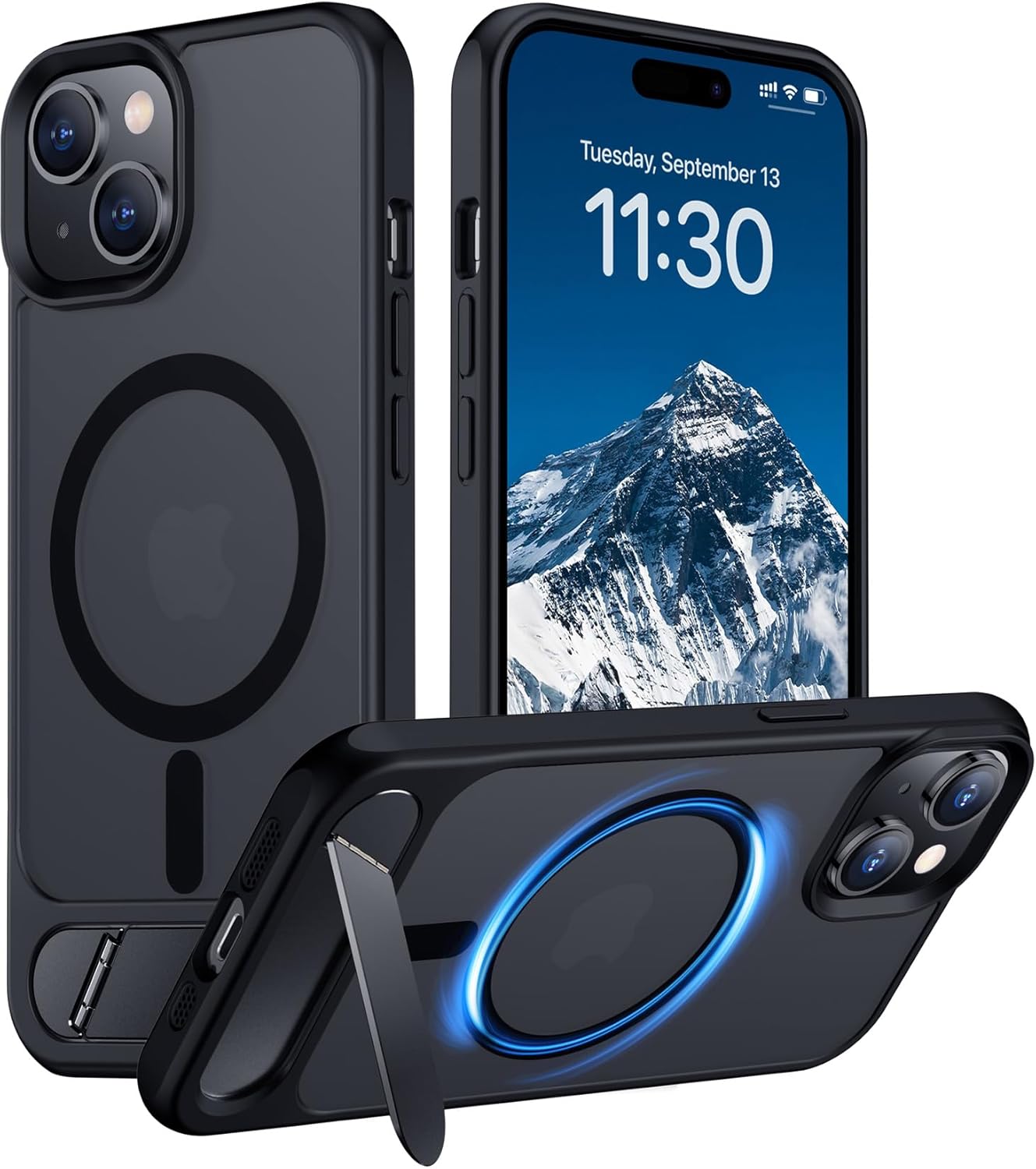 Magnetic Compatible with iPhone 14 Pro Max Case, [Built-in Invisible Kickstand][Compatible with MagSafe] [Military Grade Shockproof] Slim Translucent Matte Phone Case for iPhone 14 Pro Max 6.7"