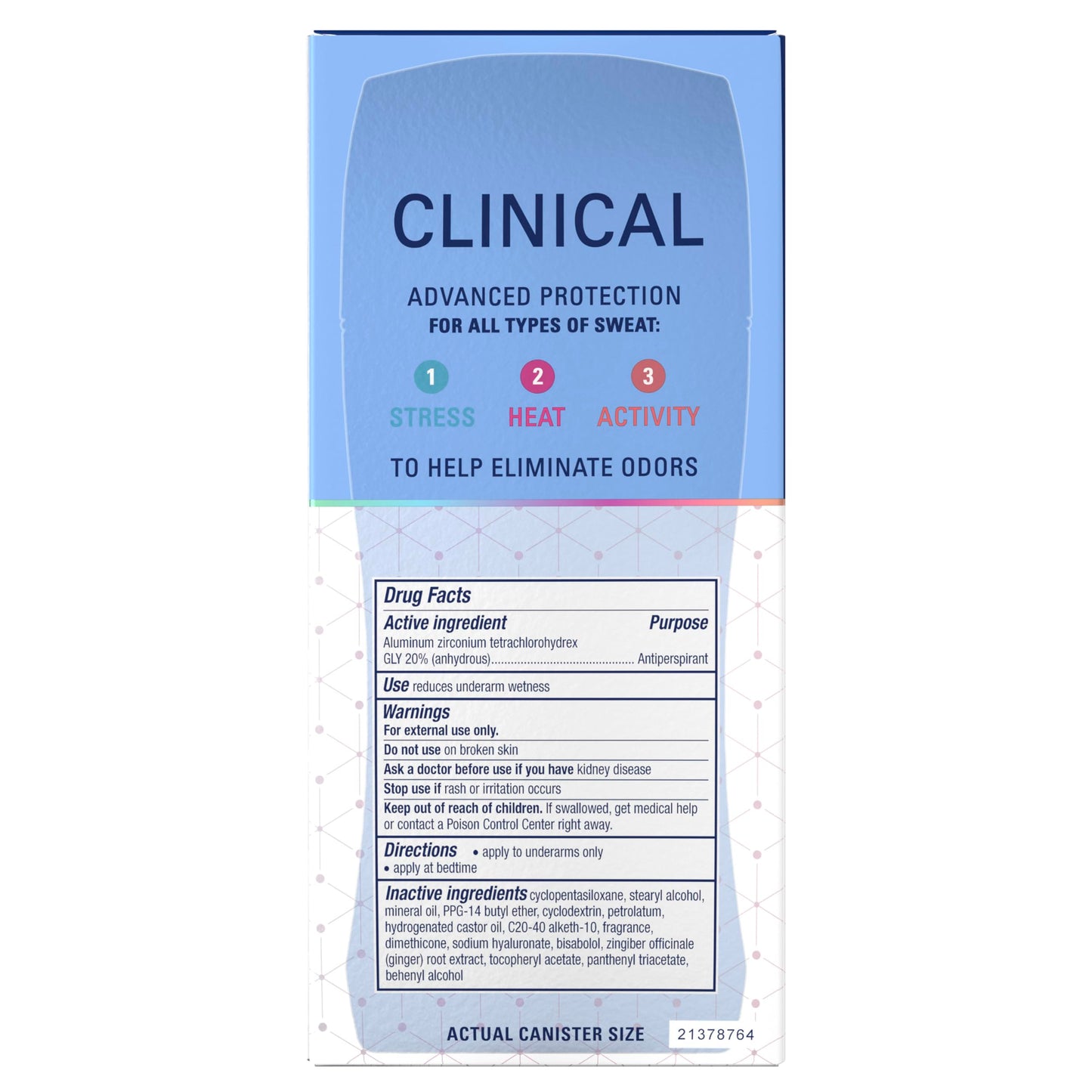 Secret Clinical Strength Invisible Solid Antiperspirant Deodorant for Women, 100HR Sweat & Odor Protection, 3X Stress Protection with Hyaluronic Acid, PH Balanced, Completely Clean Scent, 2.6 oz