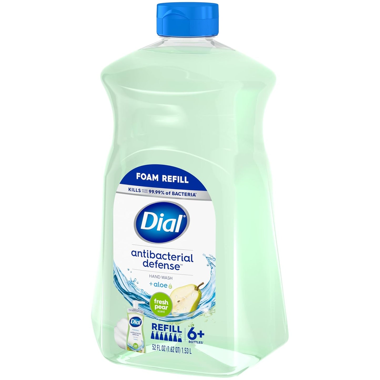 Dial Antibacterial Defense Foaming Hand Soap Refill, Spring Water, 52 Fl Oz