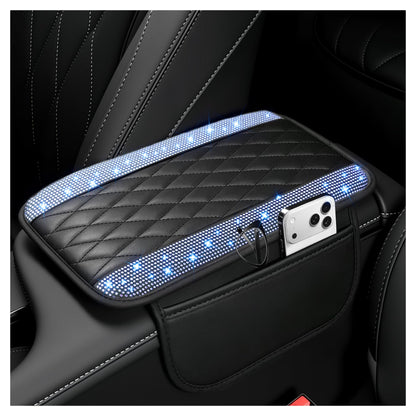 Stacool Upgraded Car Center Console Cover,Microfiber Leather Car Armrest Cover Cushion with 2 Storage Bags,Universal Car Armrest Storage Box (Black)