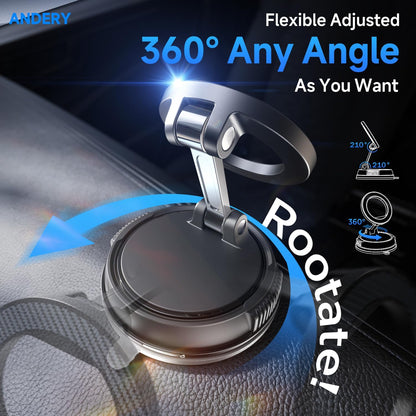 ANDERY Car Phone Holder for Magsafe [78+LBS Strongest Suction & 2400gf Strongest Magnetic] 360° Adjustable Car Phone Mount, Phone Holders for Your Car for iPhone 17-12 Pro Max Air Plus (Carbon Fiber)
