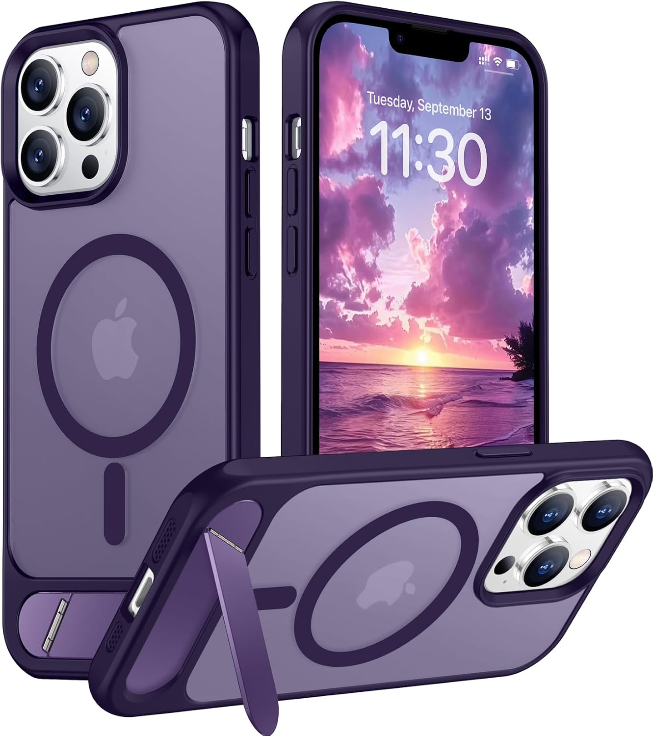 Magnetic Compatible with iPhone 14 Pro Max Case, [Built-in Invisible Kickstand][Compatible with MagSafe] [Military Grade Shockproof] Slim Translucent Matte Phone Case for iPhone 14 Pro Max 6.7"
