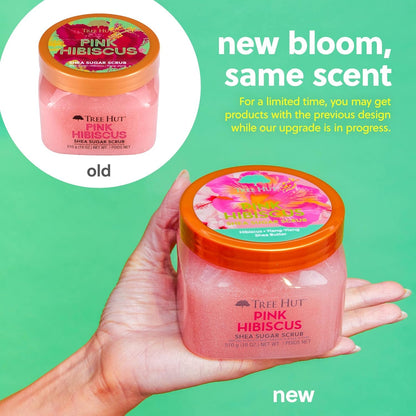 Tree Hut Body Scrub for Women, Pink Hibiscus, 18 Oz