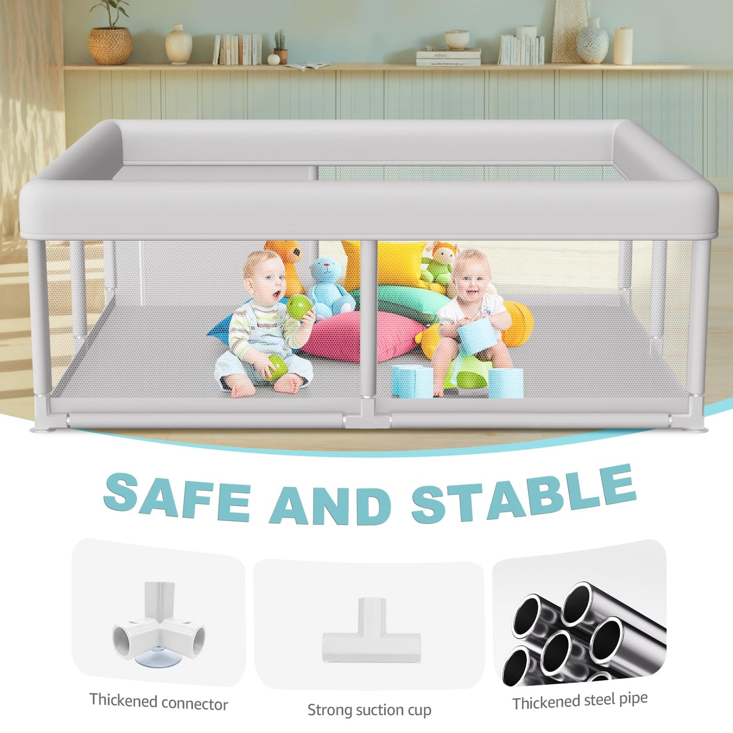 Hiaksedt Baby Playpen 50x50 Inch, Play Pens for Babies and Toddlers