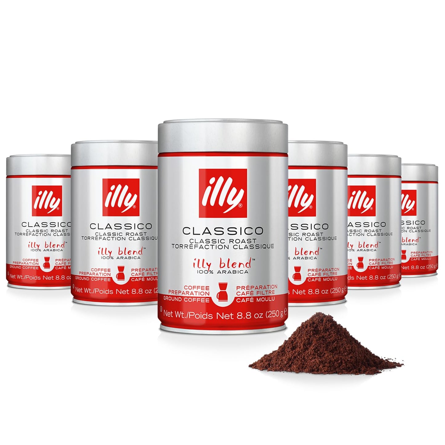illy Intenso Ground Espresso Coffee, Bold Roast, Intense, Robust and Full Flavored With Notes of Deep Cocoa, 100% Arabica Coffee, No Preservatives, 8.8 Ounce Can (Pack of 1)