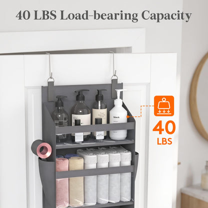 Lifewit 1 Pack Over the Door Organizer, 5 Section Hanging Storage, Beige