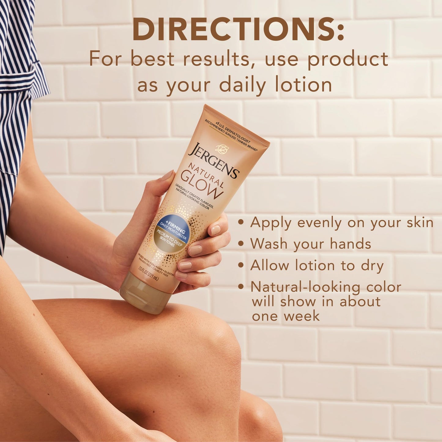 Jergens Natural Glow + Firming Daily Moisturizer Medium to Tan Skin Tones 7.5oz