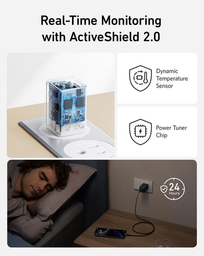Anker Nano Phone Charger,47W Max 2-Port GaN Fast Charger USB C