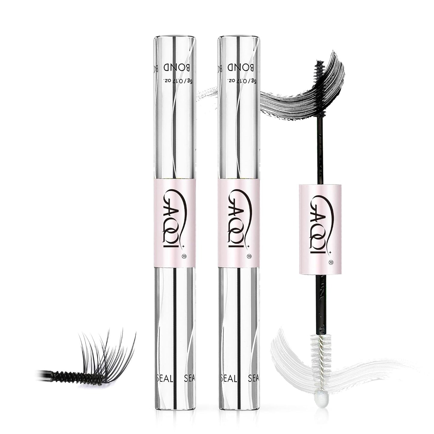 GAQQI Lash Cluster Glue, Waterproof Bond and Seal Lash Glue, Black - 2PCS