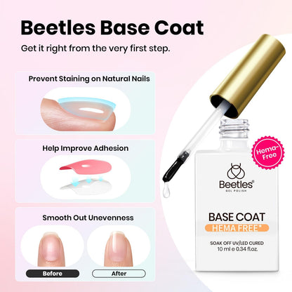 Beetles 2 Pcs 15ml No Wipe Gel Top Coat and Base Coat Set
