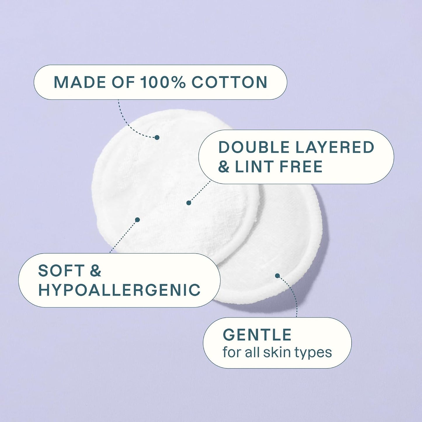 Cliganic Extra Large Face Pads (100 Count) - Soft, Extra Absorbent, Ultra Durable, Hypoallergenic, For Makeup, Nail Polish & Daily Buildup Removal, Toner & Cleanser Application, Dual Sided & Lint-Free