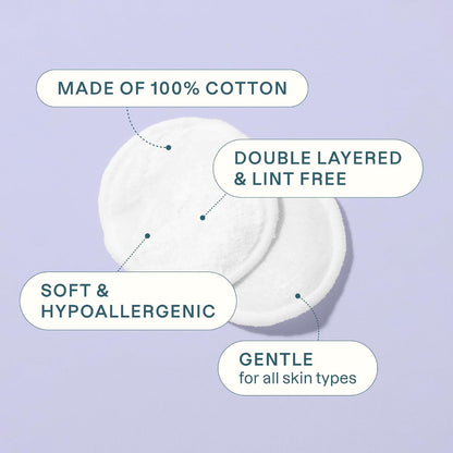 Cliganic Extra Large Face Pads (100 Count) - Soft, Extra Absorbent, Ultra Durable, Hypoallergenic, For Makeup, Nail Polish & Daily Buildup Removal, Toner & Cleanser Application, Dual Sided & Lint-Free