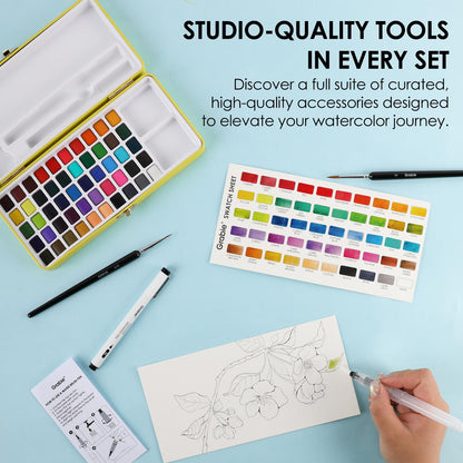 Grabie 50 Color Watercolor Paint Set with Brush Pens