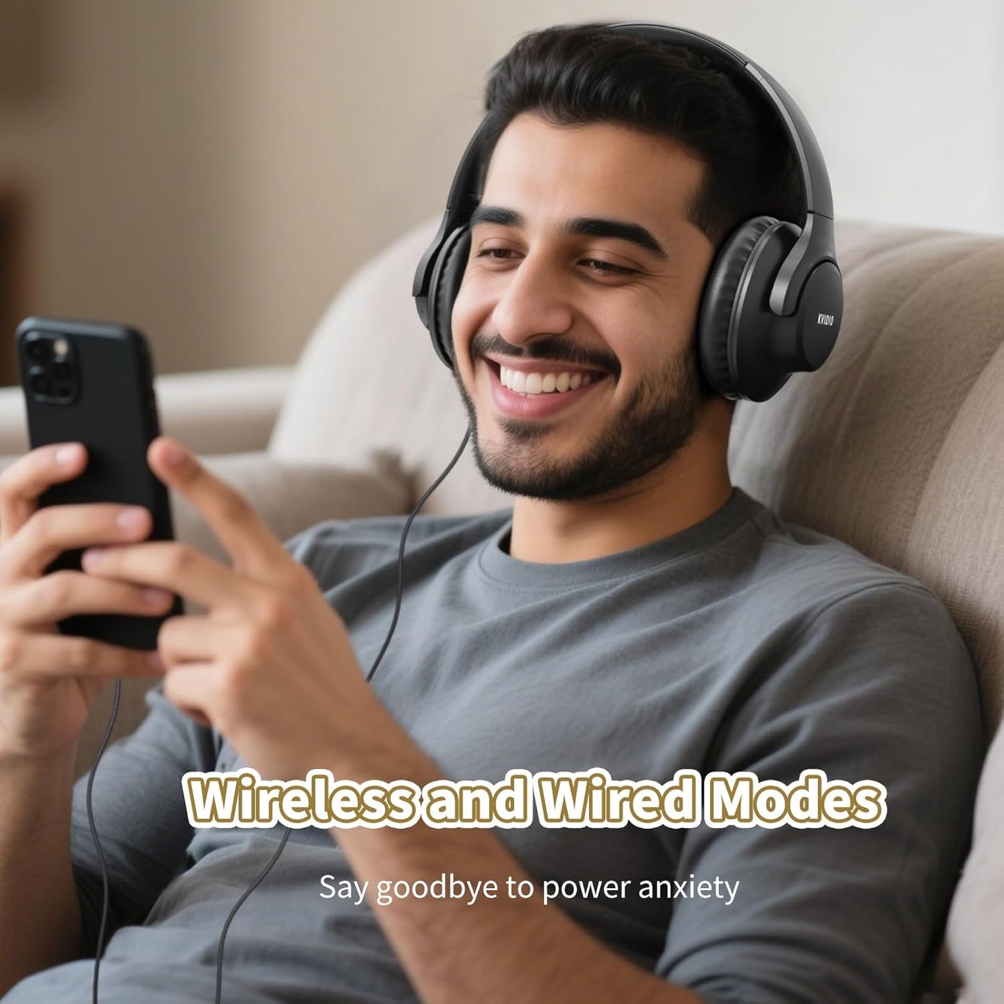 KVIDIO Bluetooth Headphones Wireless Over Ear Headsets 65H Playtime