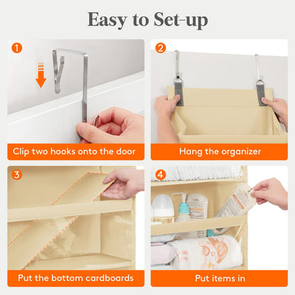 Lifewit 1 Pack Over the Door Organizer, 5 Section Hanging Storage, Beige