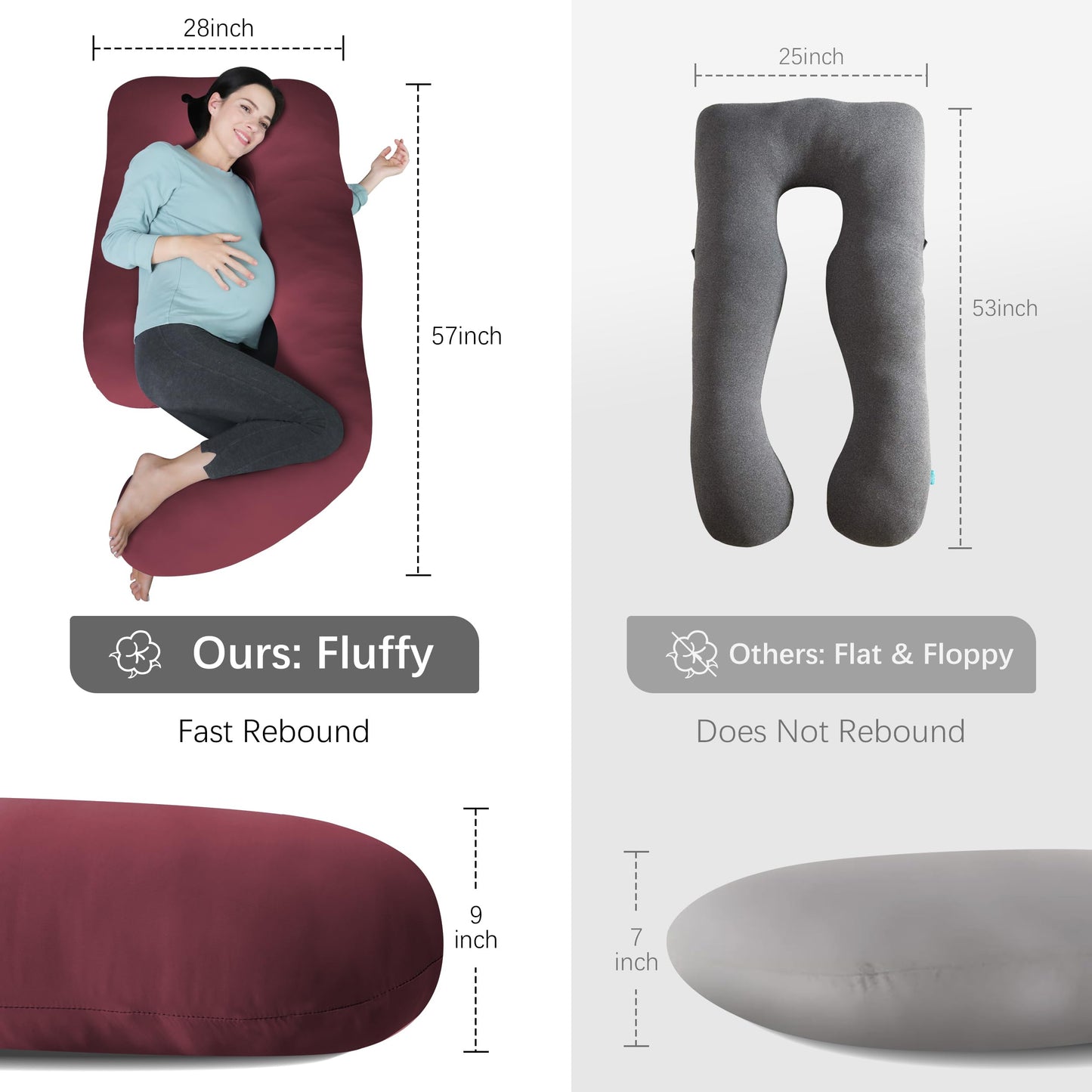 MOON PARK Pregnancy Pillows for Sleeping - U Shaped Full Body Maternity Pillow with Removable Cover - Support for Back, Legs, Belly, HIPS - 65 Inch - Aquamarine