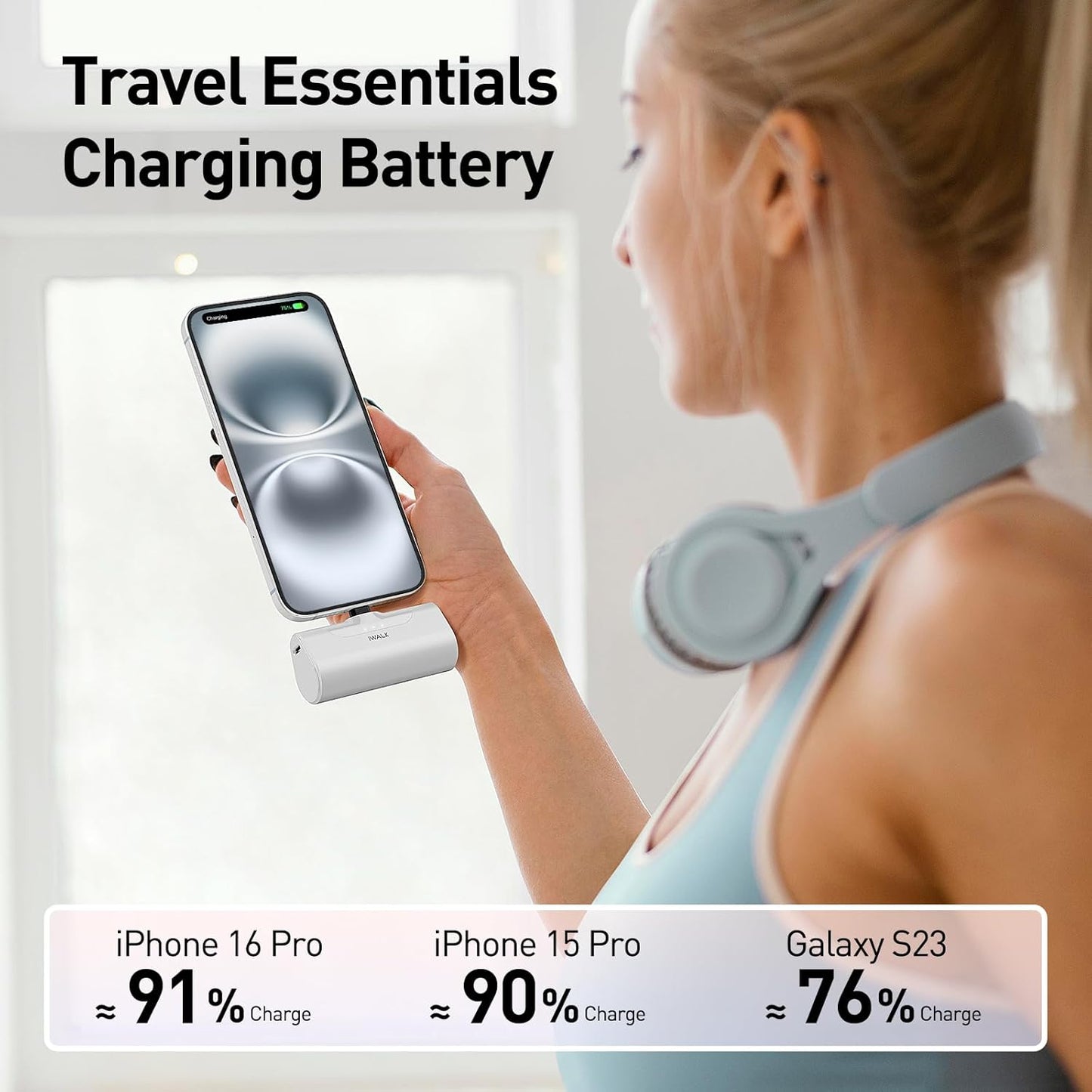 iWALK Portable Charger for iPhone 17/16/15 USB-C Small Power Bank 20W 4,500mAh Fast Charging Battery Pack Compatible with iPhone 15/16/17 Plus/17 Pro/17 Pro Max, Samsung Galaxy S25/S24/S23 Android