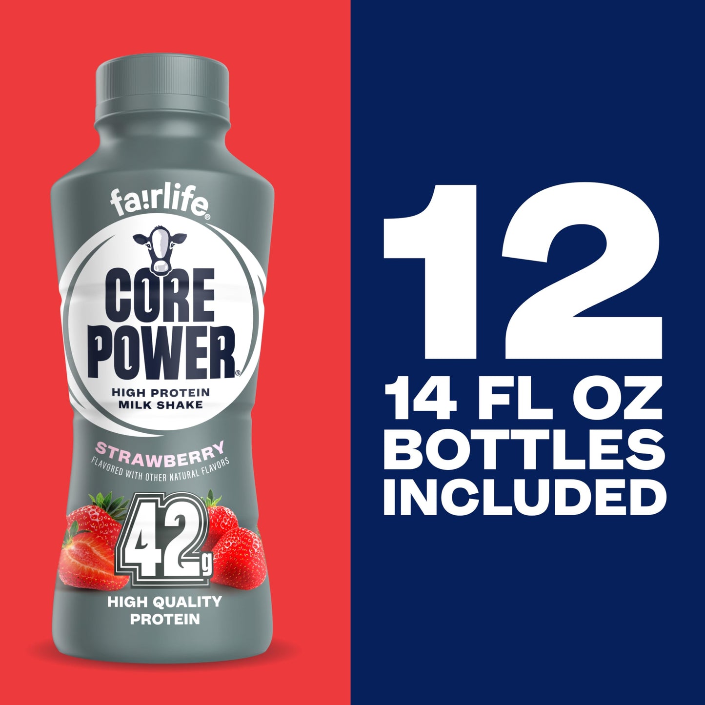 Core Power Elite High Protein Shake, Chocolate, 42g Bottle, 14oz, 12 Pack