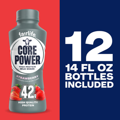 Core Power Elite High Protein Shake, Chocolate, 42g Bottle, 14oz, 12 Pack