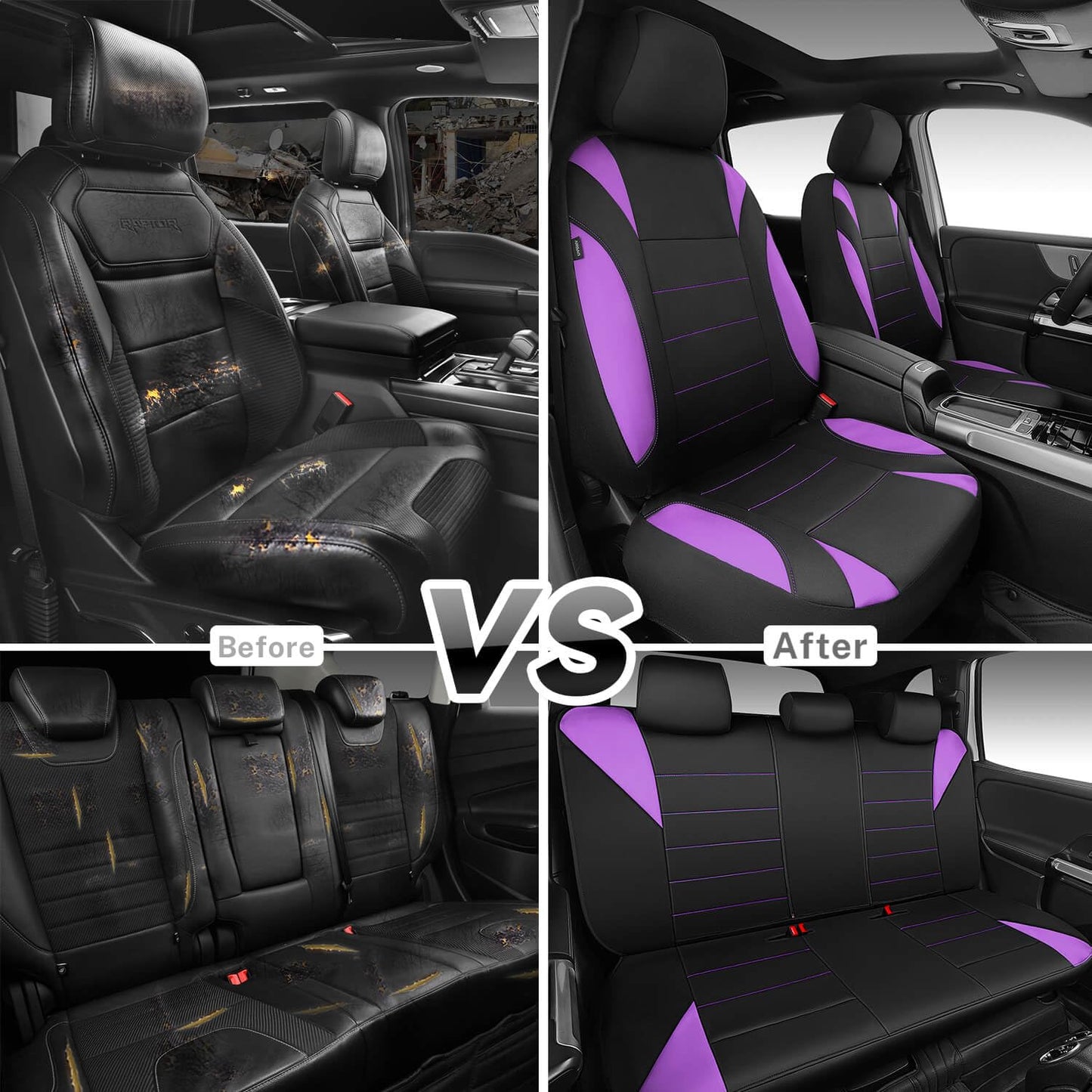 CAR PASS Waterproof Car Seat Covers Front Seats Only with 5mm Composite EVA, Neoprene Car Seat Cover with Separate Headrest Cover, Quick Setup Universal Fit for Car SUV Trucks,Airbag Compatible（Gray