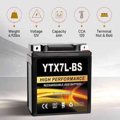 YTX14AH-BS 12V 12Ah Motorcycle Battery, 220CCA Rechargeable Maintenance Free Sealed AGM Battery, Powersport Replacement for ATV, UTV, Scooter
