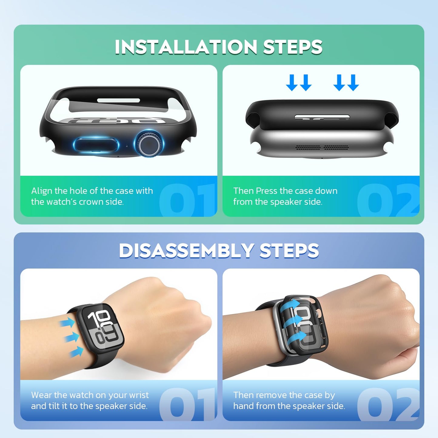 Misxi 2-Pack Waterproof Case for 46mm Apple Watch Series 11/10